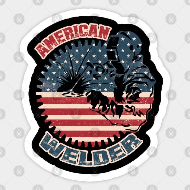 Welder American Flag USA Patriotic Welder Gift Sticker by Happy Shirt